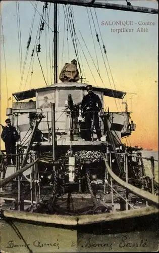 Ak Thessaloniki Griechenland, Contre torpilleur Allie, Britisches Kriegsschiff