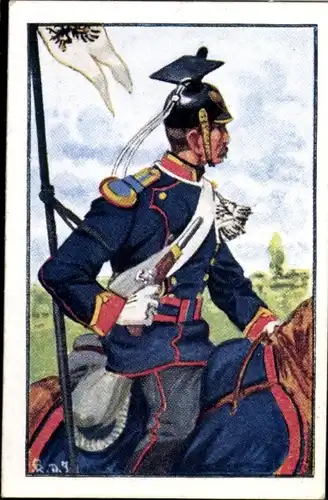 Sammelbild Deutsche Uniformen 1864-1914 Serie 13 Nr. 74 Pomm. Ulanen-Regt. 4, UnterOff. 1870