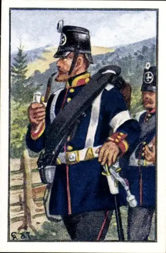 Sammelbild Deutsche Uniformen 1864-1914 Serie 15 Nr. 85 Provinz Landwehr Inf., Feldwebel 1866