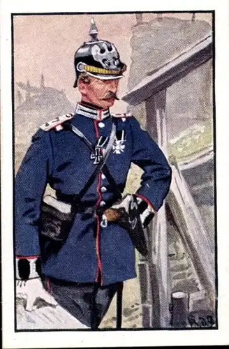 Sammelbild Deutsche Uniformen 1864-1914 Serie 14 Nr. 83 Westf. Pionier Batl.Nr. 7, Pr.-Leutnant 1870