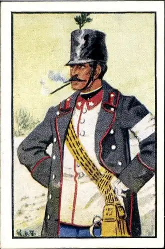 Sammelbild Deutsche Uniformen 1864-1914 Serie 39 Österr.-Ungarn 1864 Nr. 232 Inf.-Regt. 34, Offizier