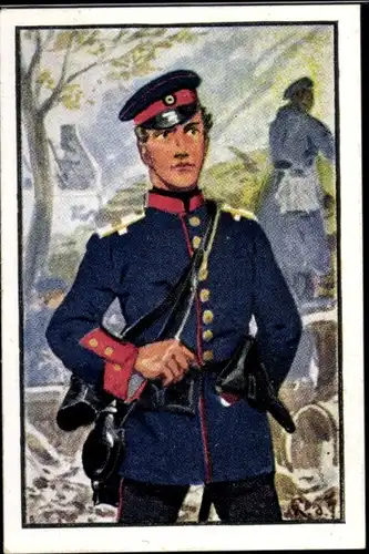 Sammelbild Deutsche Uniformen 1864-1914 Serie 7 Nr. 41 Schles. Füsilier-Regt. Nr. 38, Leutnant 1870