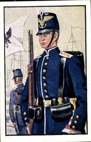 Sammelbild Deutsche Uniformen 1864-1914 Serie 17 Nr. 101, Preuß. Marine, See-Soldat 1870