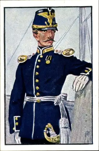 Sammelbild Deutsche Uniformen 1864-1914 Serie 17 Nr. 100, Preuß. Marine, See-Batl., Premier-Leutnant