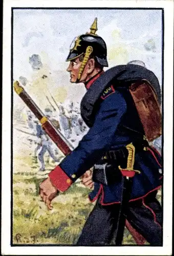 Sammelbild Deutsche Uniformen 1864-1914 Serie 23 Nr. 135 Sachsen, Inf.-Regt. Nr. 106, Soldat 1870