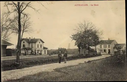 Ak Azerailles Meurthe et Moselle, La Gare, Bahnhof