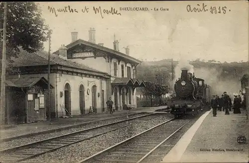 Ak Dielouard Meurthe et Moselle, La Gare, Bahnhof, Gleisseite