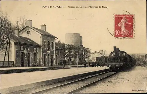 Ak Pont Saint Vincent Meurthe et Moselle, La Gare, Bahnhof, Gleisseite