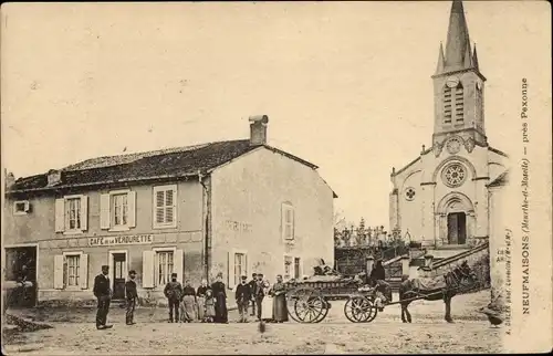 Ak Neufmaisons Lothringen Meurthe et Moselle, Cafe de la Verdurette, Eglise