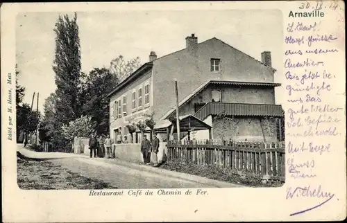 Ak Arnaville Lothringen Meurthe et Moselle, Restaurant Cafe du Chemin de Fer