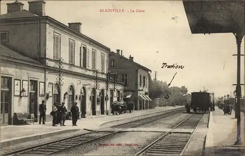 Ak Blainville-sur-l’Eau Lothringen Meurthe et Moselle, La Gare, Bahnhof, Gleisseite