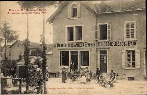 Ak Lothringen Meurthe et Moselle, Route de Roville devant Bayon, Au Rendez vous des Vieux Freres