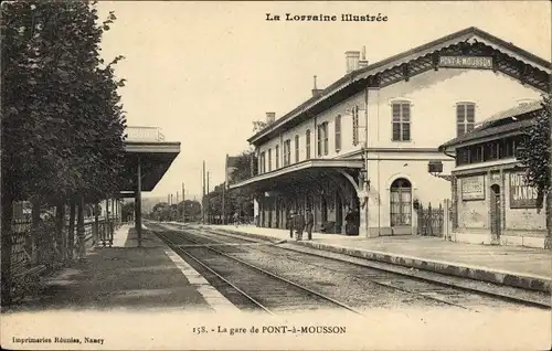Ak Pont a Mousson Lothringen Meurthe et Moselle, La Gare, Bahnhof, Gleisseite