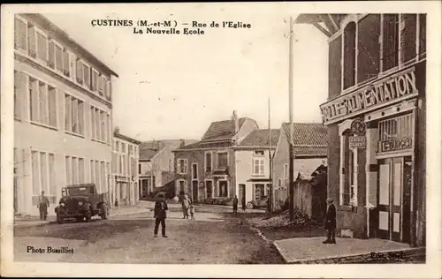 Ak Custines Lothringen Meurthe et Moselle, Rue de l'Eglise, la nouvelle ecole
