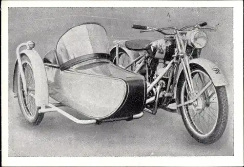 Sammelbild Das Kraftfahrzeug, Serie H Gruppe 1, Tornax K 125 Gespann, Motorrad