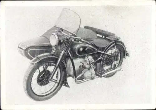 Sammelbild Das Kraftfahrzeug, Serie H Gruppe 1, BMW R 67/2 Gespann, Motorrad