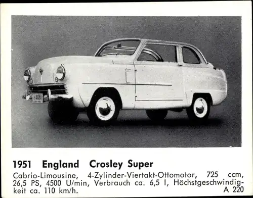 Sammelbild Das Kraftfahrzeug, England Crosley Super, Baujahr 1951