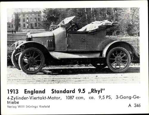 Sammelbild Das Kraftfahrzeug, England Standard 9,5 Rhyl, Baujahr 1913