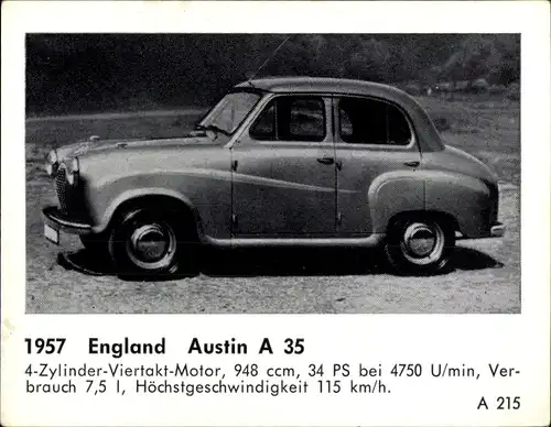 Sammelbild Das Kraftfahrzeug, England Austin A35, Baujahr 1957