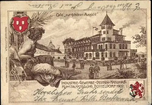 Litho Düsseldorf, Industrie- Gewerbe und Kunstausstellung 1902, Cafe zur schönen Aussicht