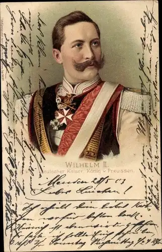 Litho Kaiser Wilhelm II., König von Preußen, Portrait