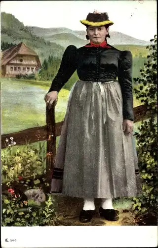 Ak Schwarzwald, Frau in Schwarzwälder Tracht