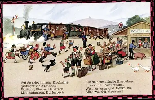 Lied Ak Boettcher, Hans ?, Auf de schwäbische Eisebahne, Serie 160 Bild 1