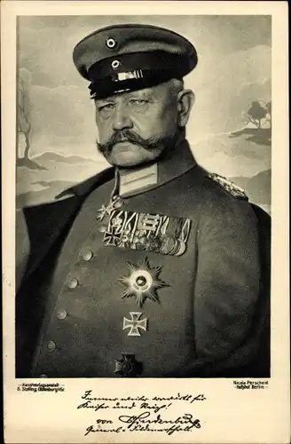 Ak Generalfeldmarschall Paul von Hindenburg, Portrait, Uniform, Orden
