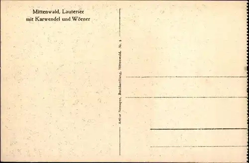 Ak Mittenwald in Oberbayern, Lautersee, mit Karwendel und Wörner