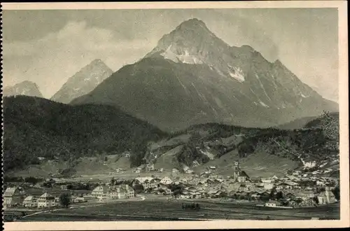 Ak Mittenwald in Oberbayern, Panorama mit Wetterstein und Öfelekopf