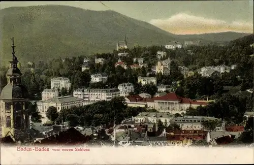 Ak Baden Baden am Schwarzwald, Panorama vom neuen Schloss aus gesehen