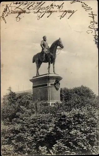 Ak Darmstadt in Hessen, Denkmal Ludwig der IV.