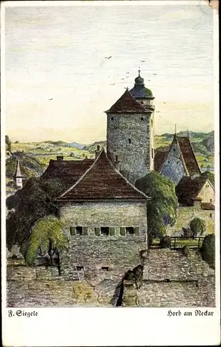 Künstler Ak Horb am Neckar, Wichmanns Bildkarten, Sammlung 140, Ortspartie