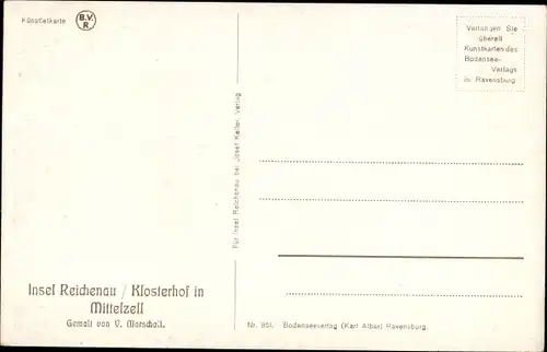 Künstler Ak Marschall, V., Insel Reichenau am Bodensee, Klosterhof in Mittelzell