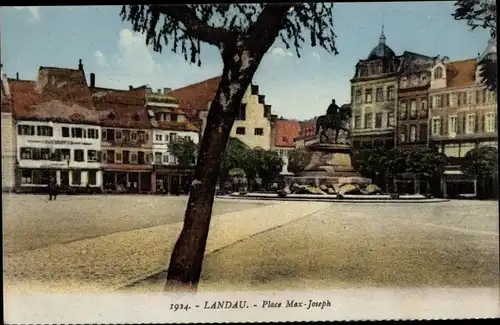 Ak Landau in der Pfalz, Place Max-Joseph, Denkmal