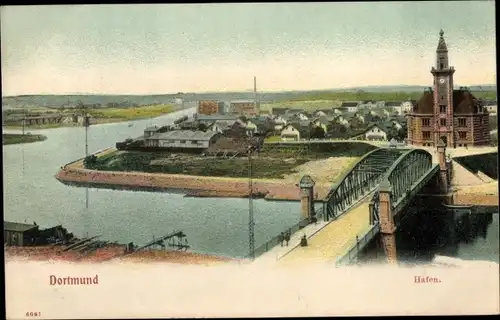 Ak Dortmund im Ruhrgebiet, Hafen, Brücke