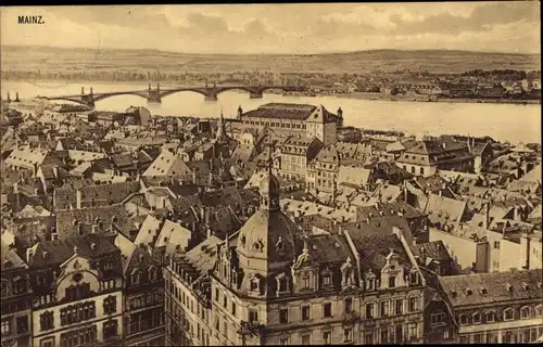 Ak Mainz am Rhein, Panorama vom Ort