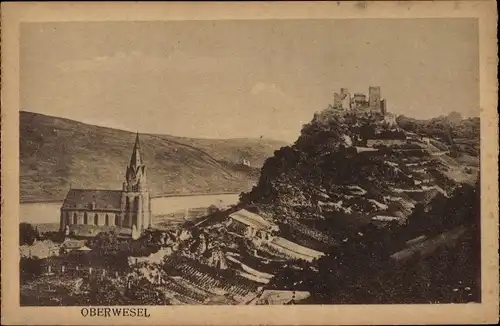 Ak Oberwesel am Rhein, Ruine, Panorama