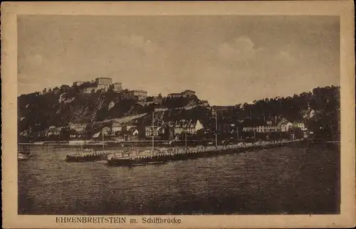 Ak Ehrenbreitstein Koblenz am Rhein, Schiffbrücke