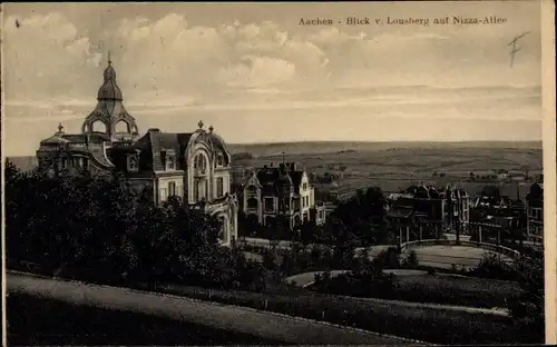 Ak Aachen in Nordrhein Westfalen, Blick v. Lousberg auf Nizza-Allee