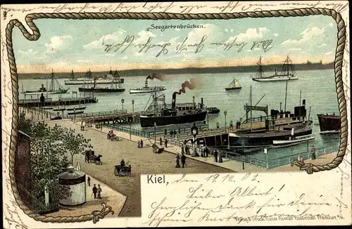 Ak Kiel, Seegartenbrücken, Dampfschiffe am Anleger