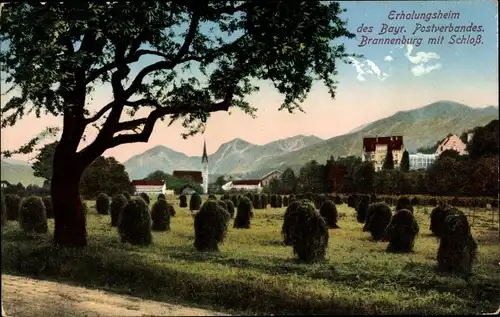 Ak Brannenburg in Oberbayern, Erholungsheim des Bayr. Postverbandes, Ort mit Schloss