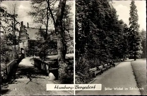 Ak Hamburg Bergedorf, Schloss, Stiller Winkel im Schlosspark