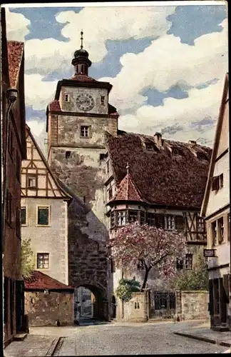 Künstler Ak Rothenburg ob der Tauber Mittelfranken, Weißer Turm