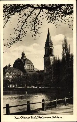 Ak Kiel Schleswig Holstein, Kleiner Kiel, Theater und Rathaus