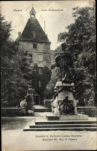 Ak Moers am Niederrhein, altes Grafenschloss, Denkmal d. Kurfürstin Louise Henriette