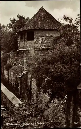 Ak Mühlhausen in Thüringen, an der Mauer, Turm