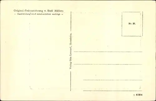 Künstler Ak Müllers, Rudi, Konstanz am Bodensee, Münster, Original-Federzeichnung