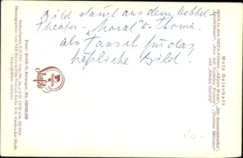 Ak Schauspielerin Maly Delschaft, Portrait, Autogramm