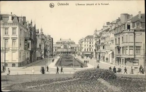 Ak Ostende Westflandern, L'Avenue Leopold et le Kursaal